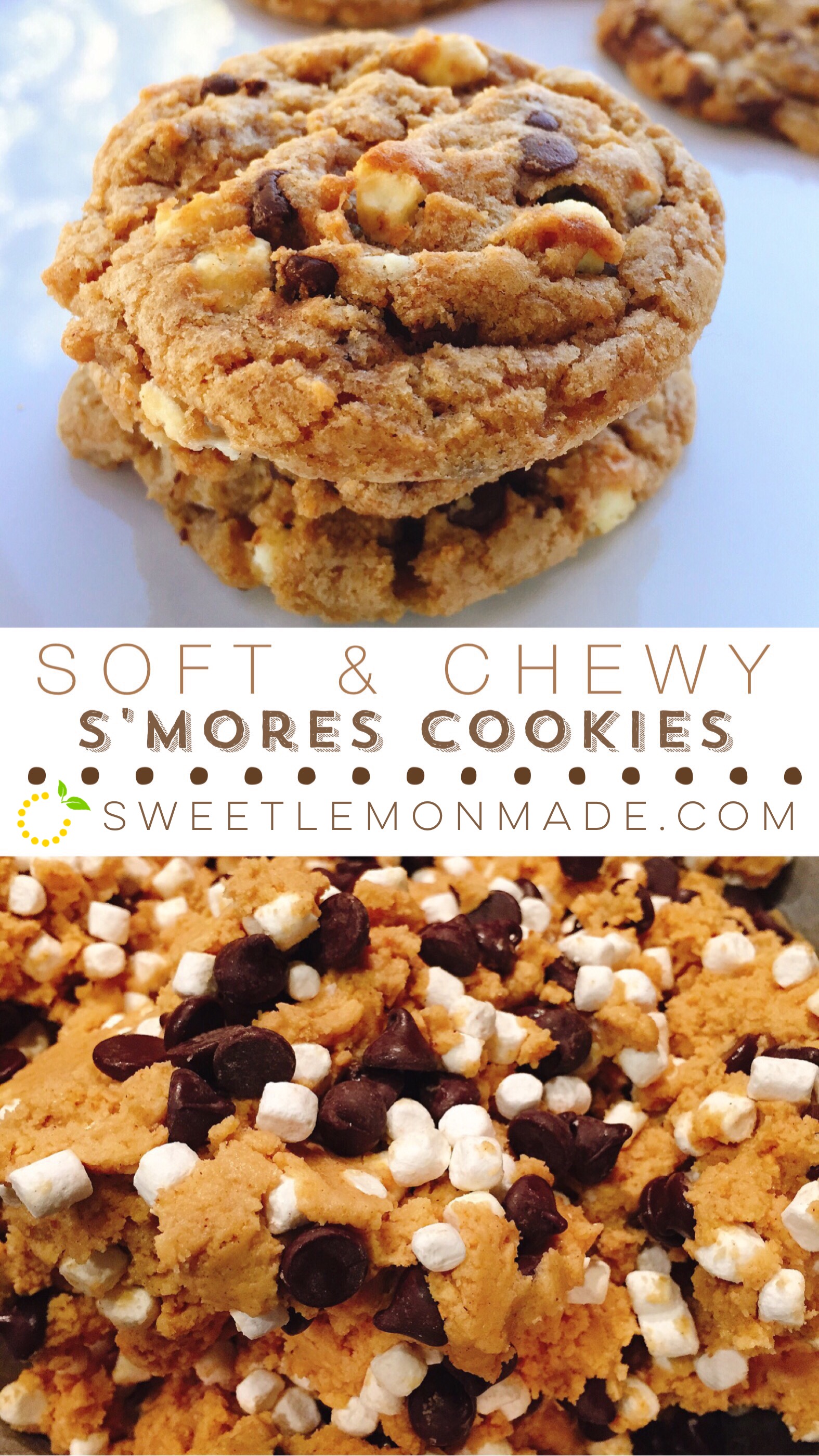 S'mores Cookie Recipes sweetlemonmade.com