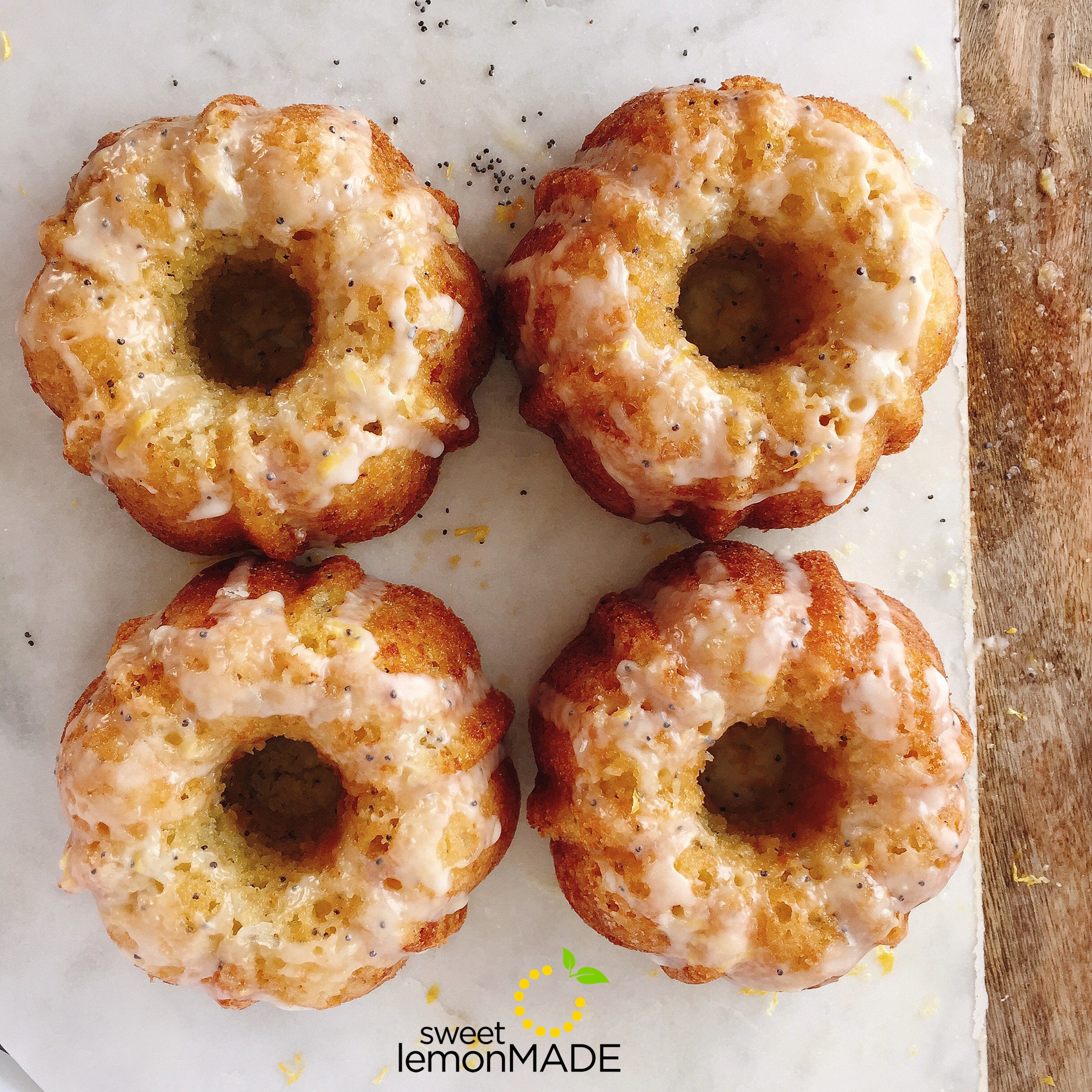 Mini Lemon Poppy Seed Bundt Cakes - Oh Sweet Basil