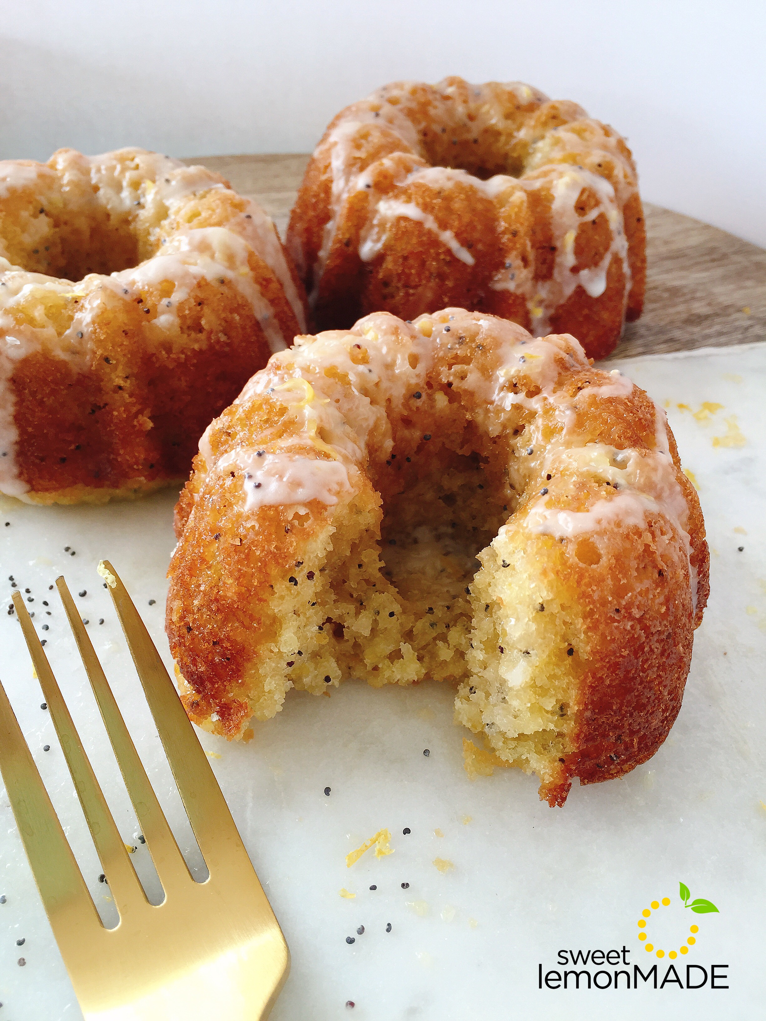 Mini Lemon Poppy Seed Bundt Cakes - Oh Sweet Basil